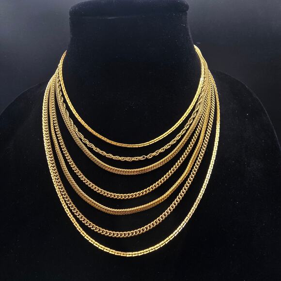 Monet Jewelry - Monet Layered Gold Tone Chain Necklace Vintage Costume Jewelry